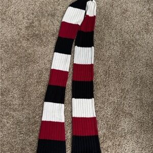 Striped Red, Black, and White Scarf